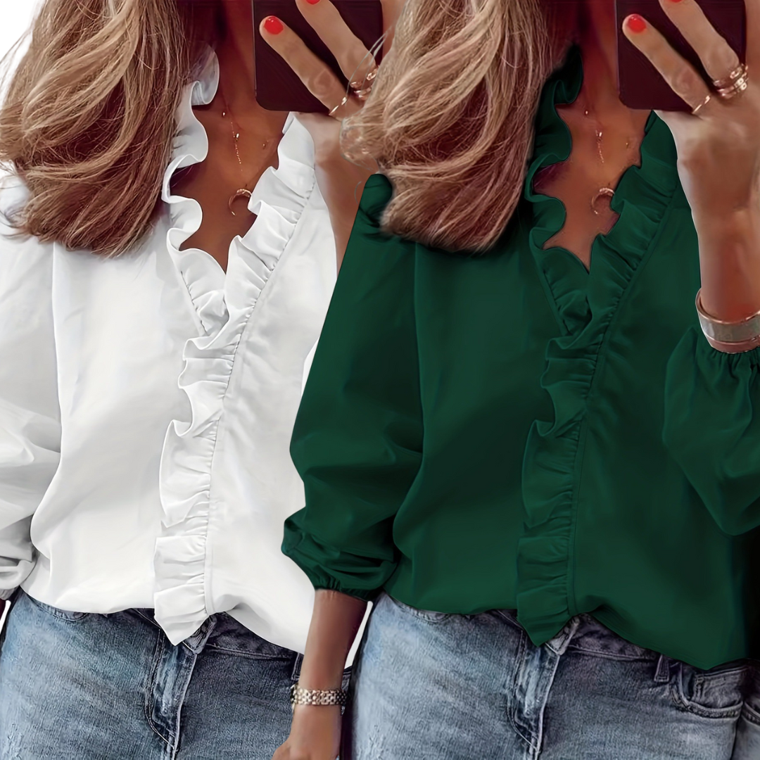 Loreleit | Timeless V-Neck Blouse with Ruffles