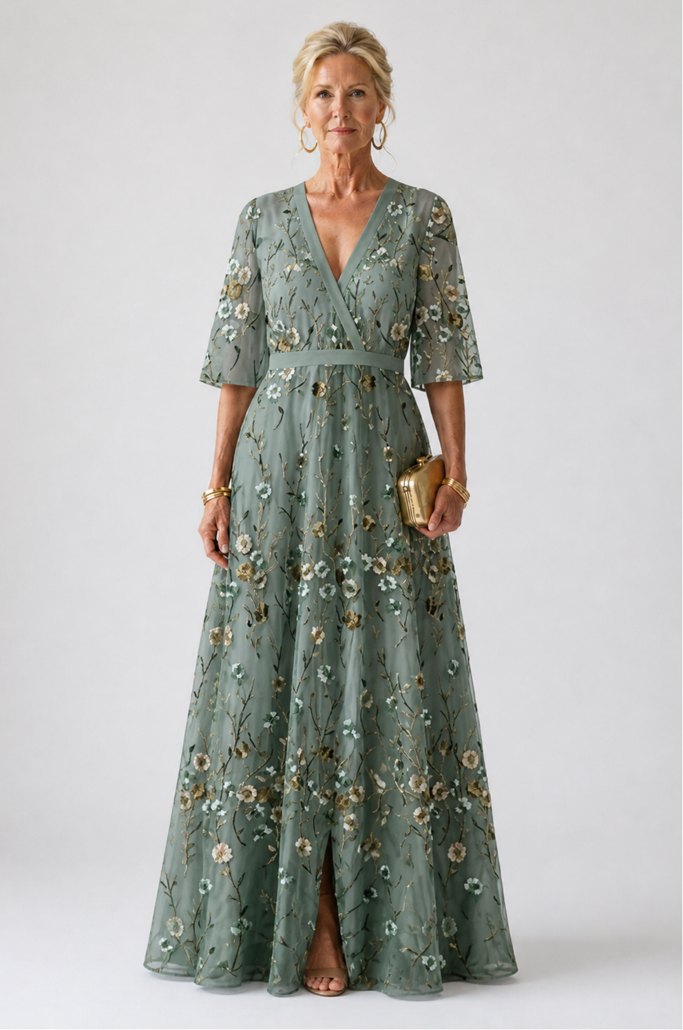 Lila | Floral V-Neck Short Sleeve Maxi Dress