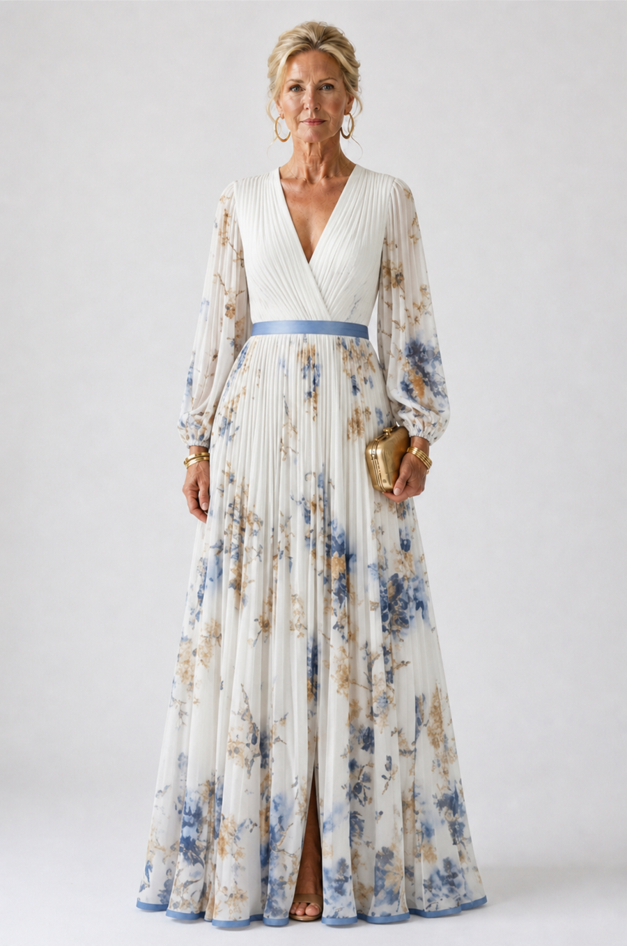 Freya | Long Sleeve V-Neck Floral Maxi Dress