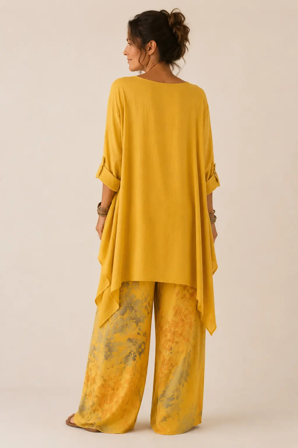 Fiona | Asymmetric Tunic & Floral Wide-Leg Two-Piece Set