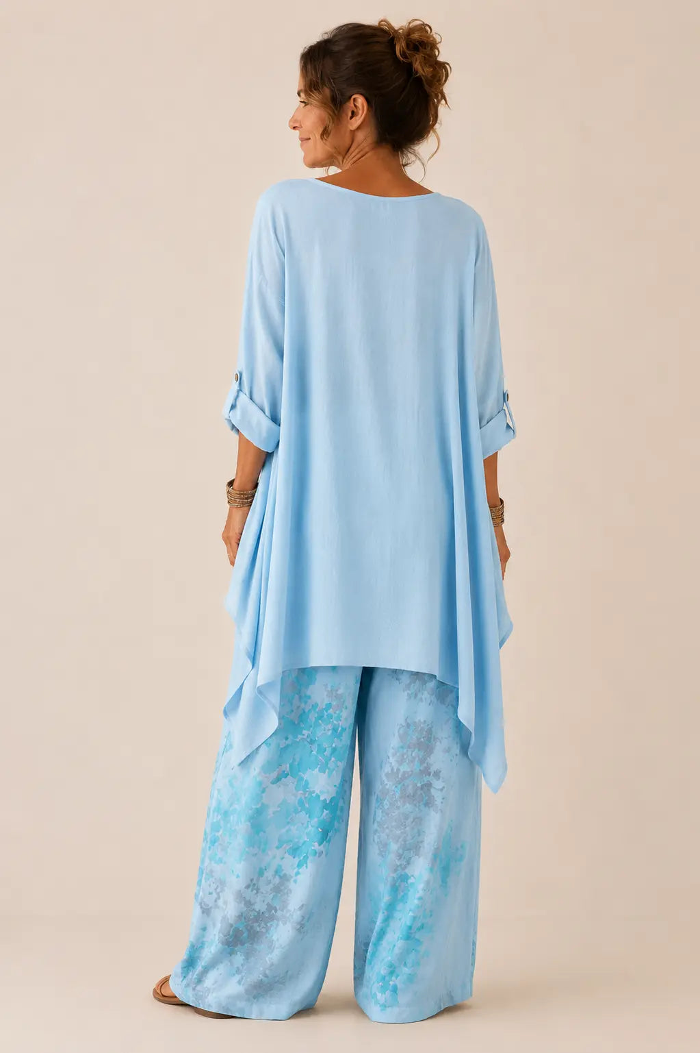 Fiona | Asymmetric Tunic & Floral Wide-Leg Two-Piece Set