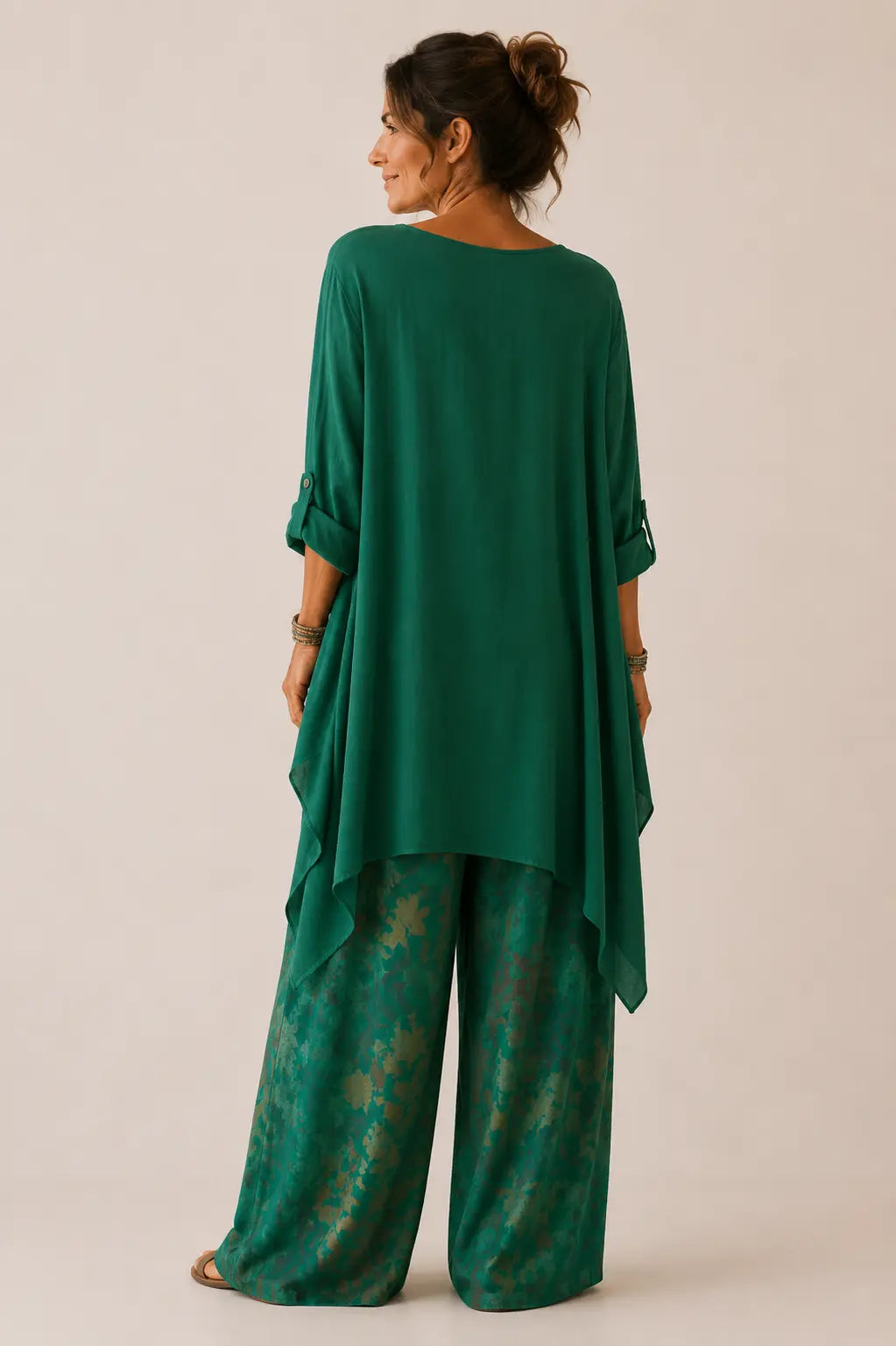 Fiona | Asymmetric Tunic & Floral Wide-Leg Two-Piece Set