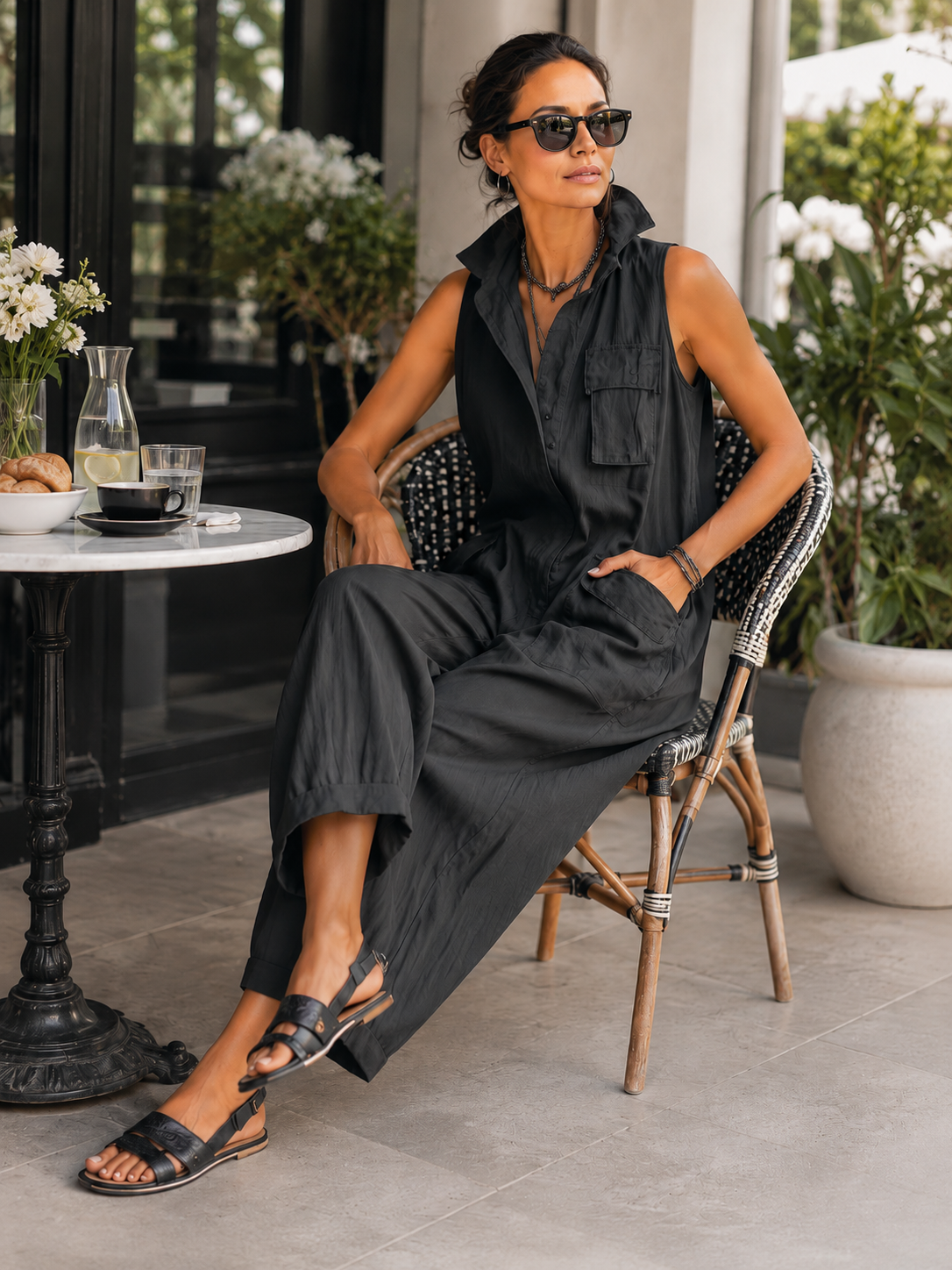 Grace | Relaxed Cotton Utility Jumpsuit