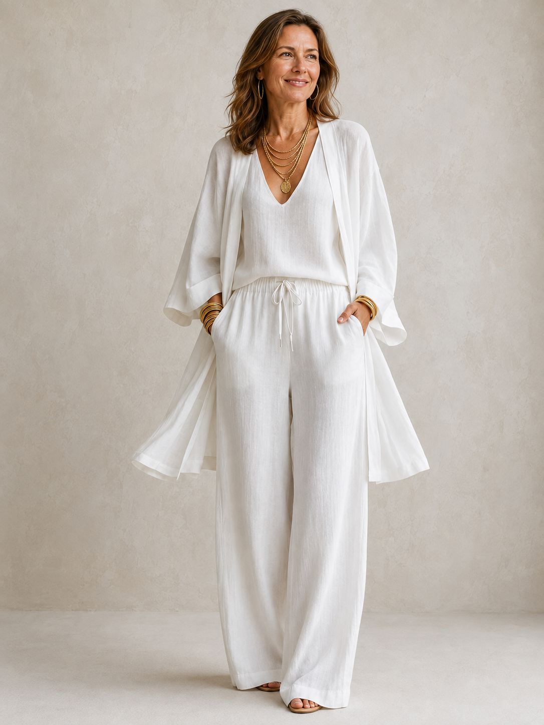 Elena | Three-Piece Linen-Look Set for Women