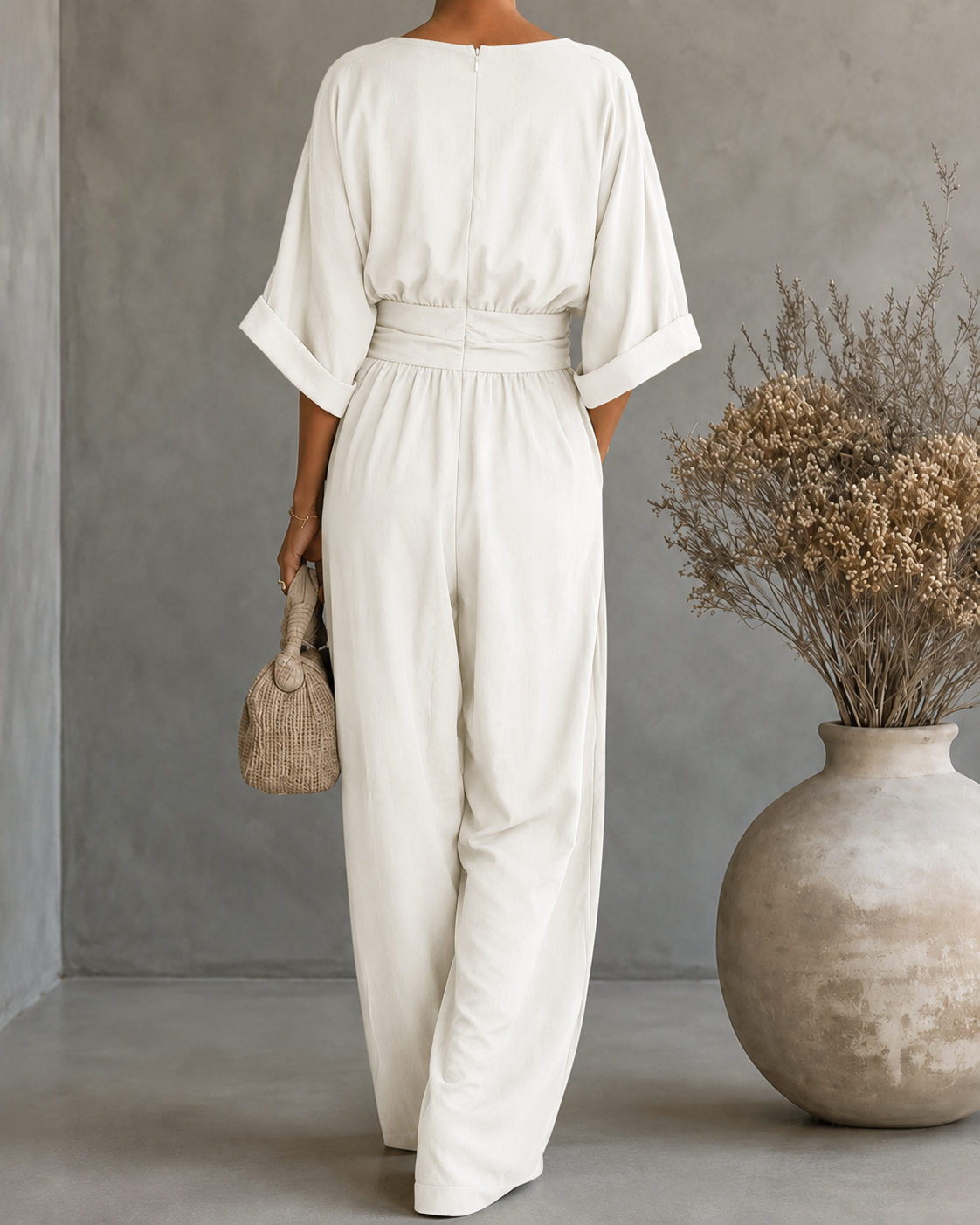 Elise | Deep V-Neck Wide-Leg Jumpsuit