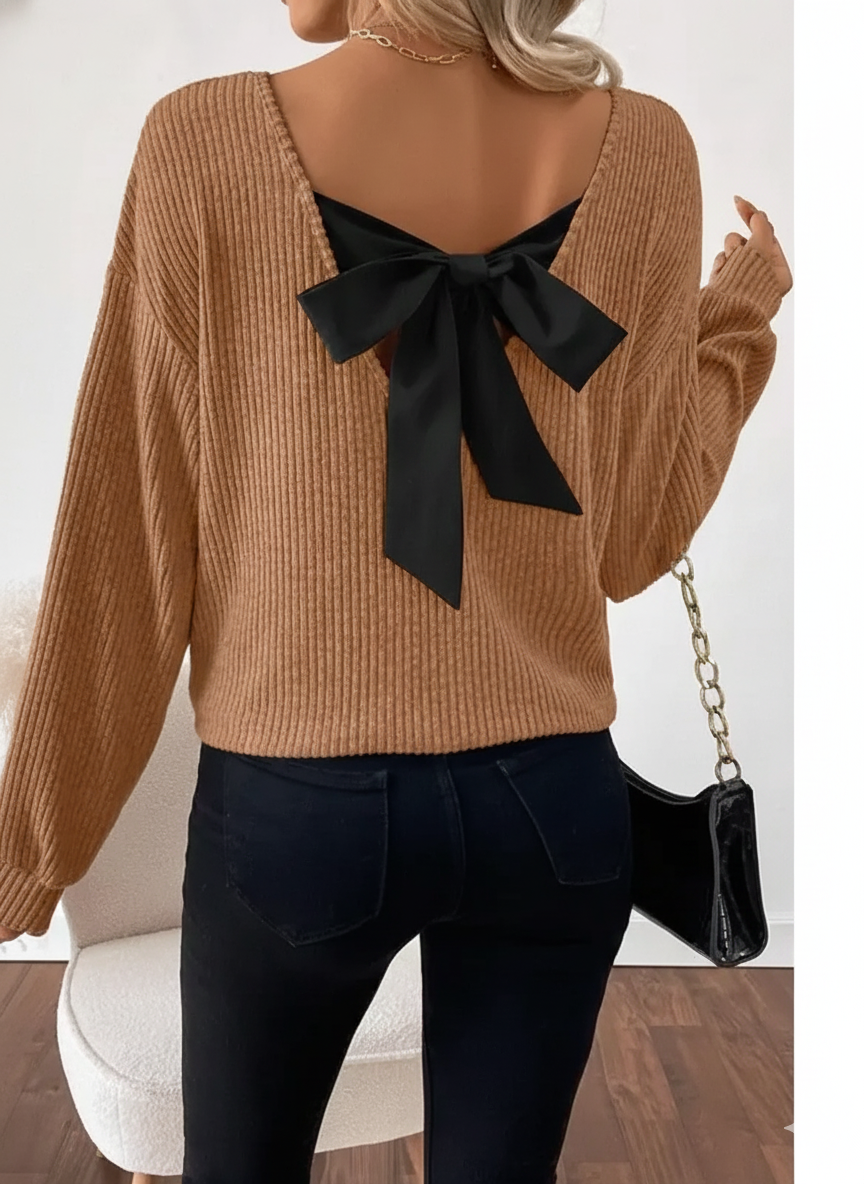 Taylor | Women's Casual Loose Fit T-Shirt Back Bow Design