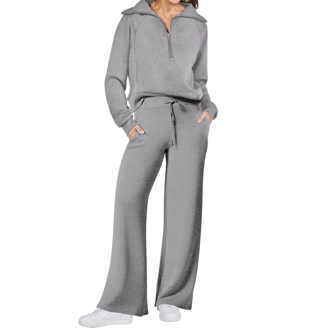Maya | Half-Zip Pullover and Wide-Leg Pants Two-Piece Set