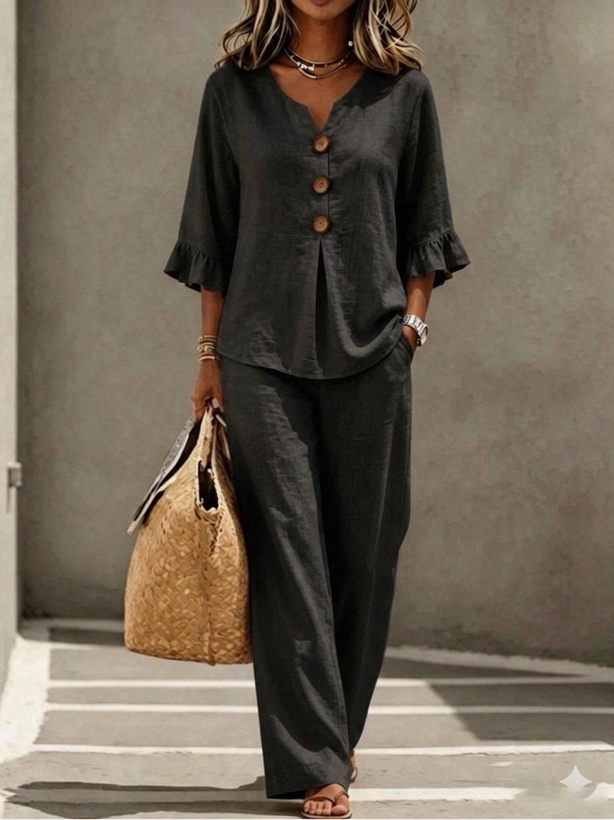 Sienna | Ruffle-Sleeve Two-Piece Set