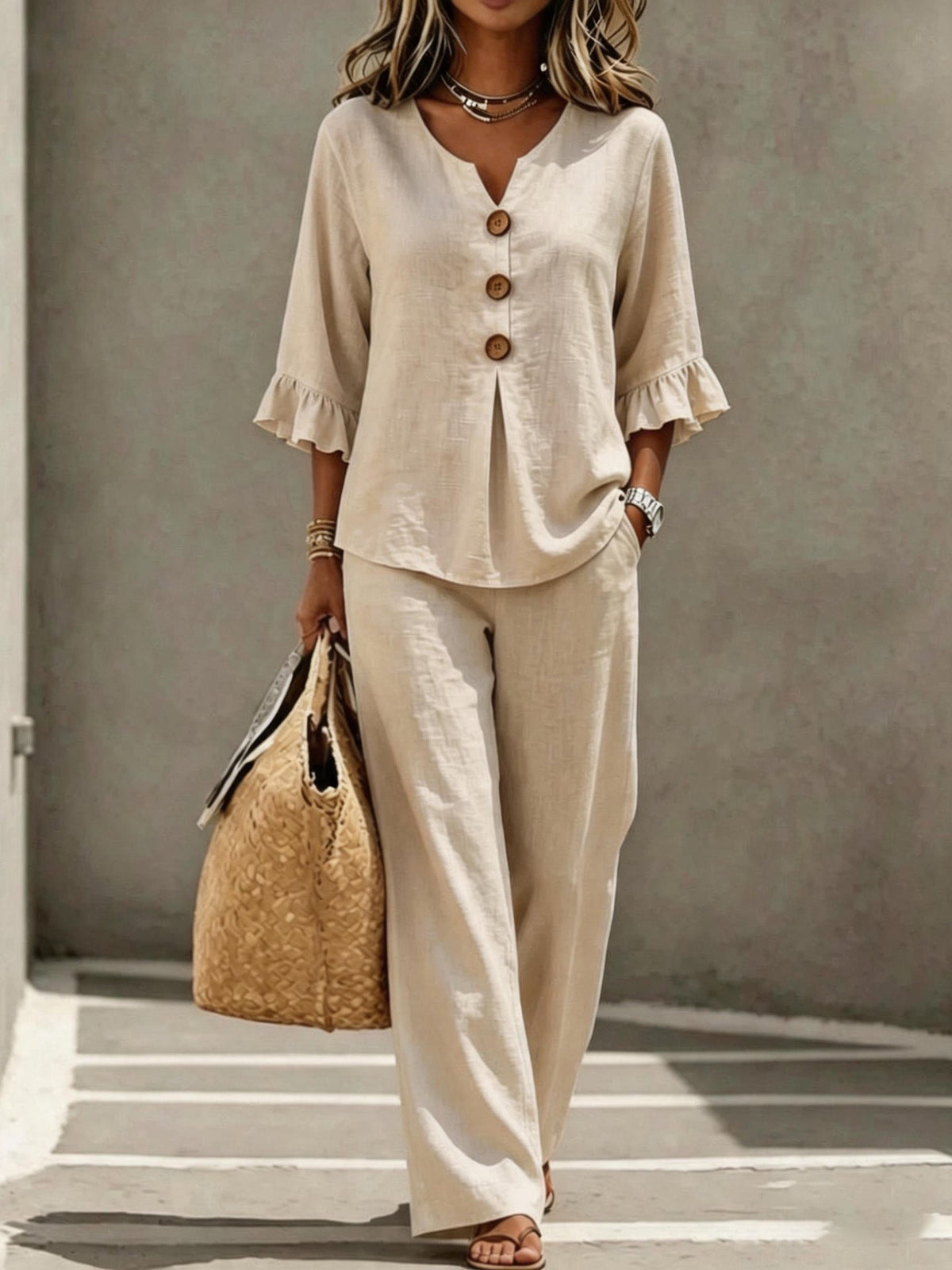 Sienna | Ruffle-Sleeve Two-Piece Set
