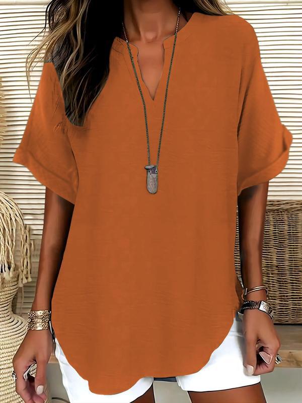 Genneva | Casual Plain Short Sleeve Blouse
