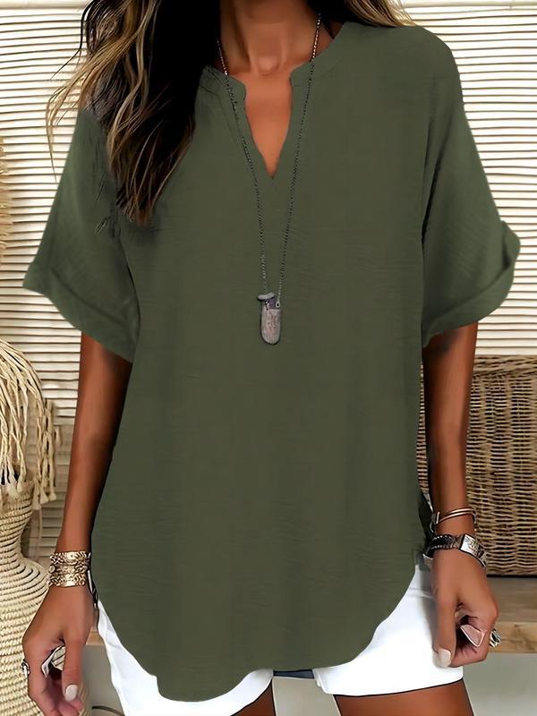 Genneva | Casual Plain Short Sleeve Blouse