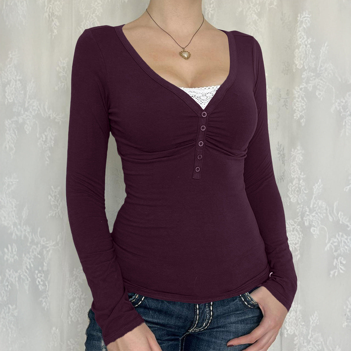 Palya | Comfy V-Neck Long Sleeve Top