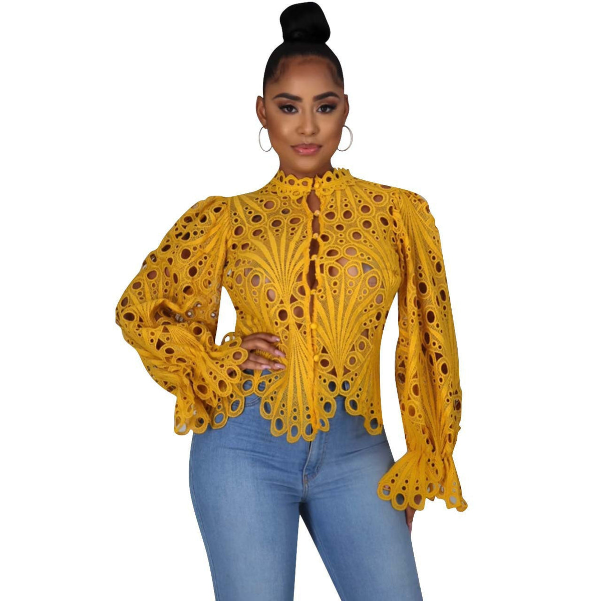 Isali | Chic Asymmetrical Flounce Sleeve Blouse