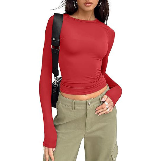 Jihyo | Casual Long Sleeve Round Neck Top