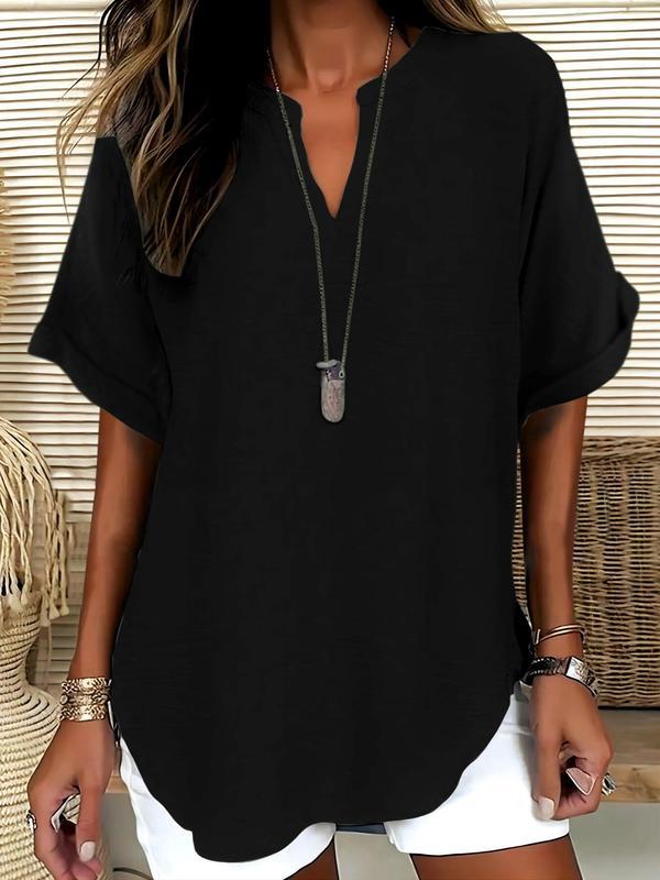 Genneva | Casual Plain Short Sleeve Blouse
