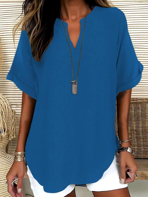 Genneva | Casual Plain Short Sleeve Blouse