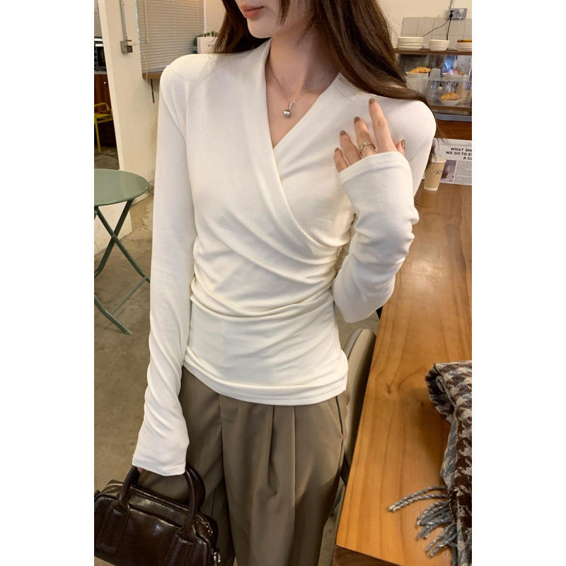 Nicat | Simple Surplice Long Sleeve Top