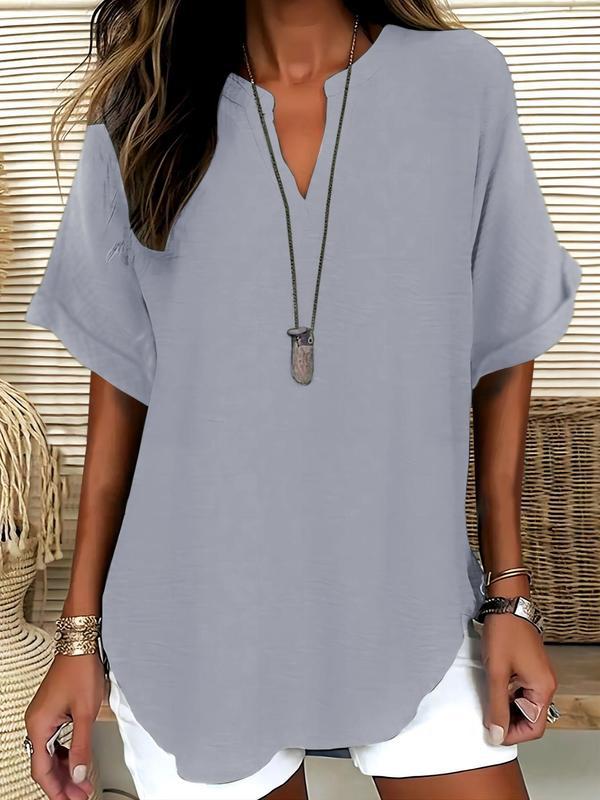 Genneva | Casual Plain Short Sleeve Blouse