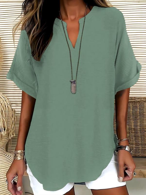 Genneva | Casual Plain Short Sleeve Blouse