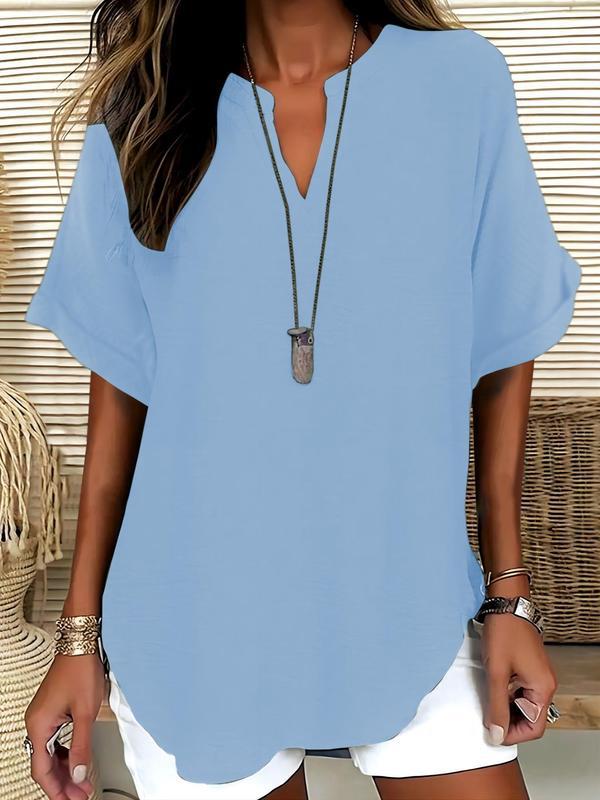 Genneva | Casual Plain Short Sleeve Blouse