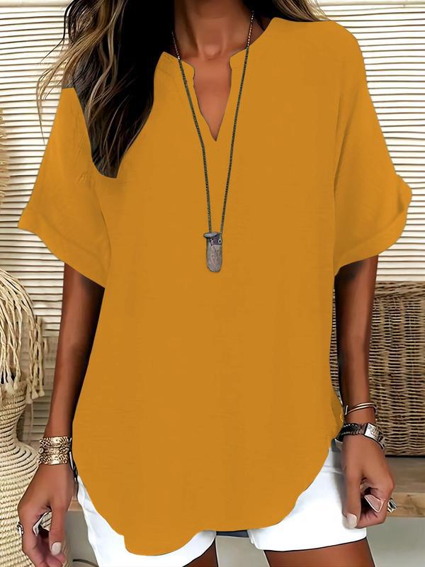 Genneva | Casual Plain Short Sleeve Blouse