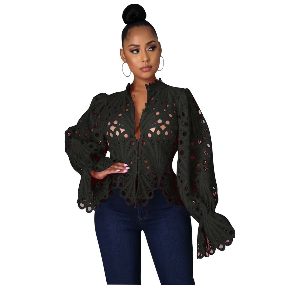Isali | Chic Asymmetrical Flounce Sleeve Blouse