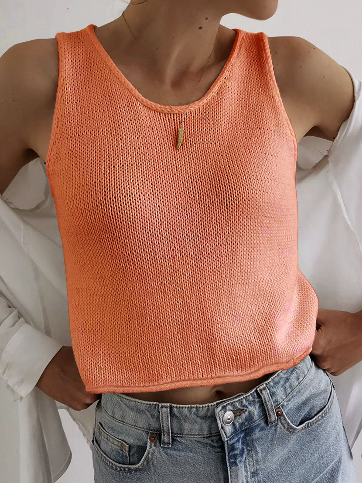 Kareem | Casual Round Neck Vest Pullover Top