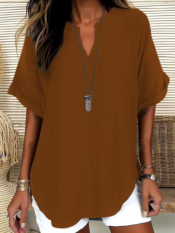 Genneva | Casual Plain Short Sleeve Blouse