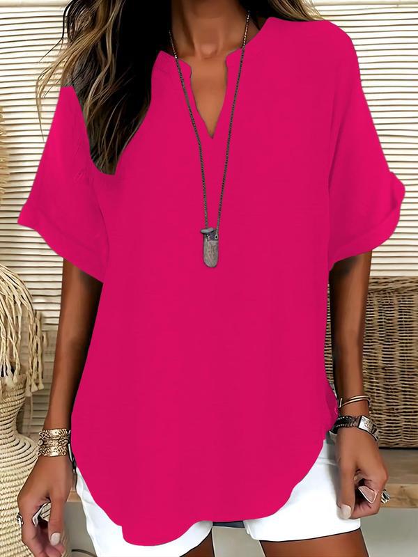 Genneva | Casual Plain Short Sleeve Blouse