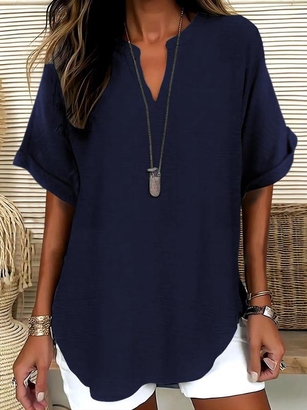 Genneva | Casual Plain Short Sleeve Blouse