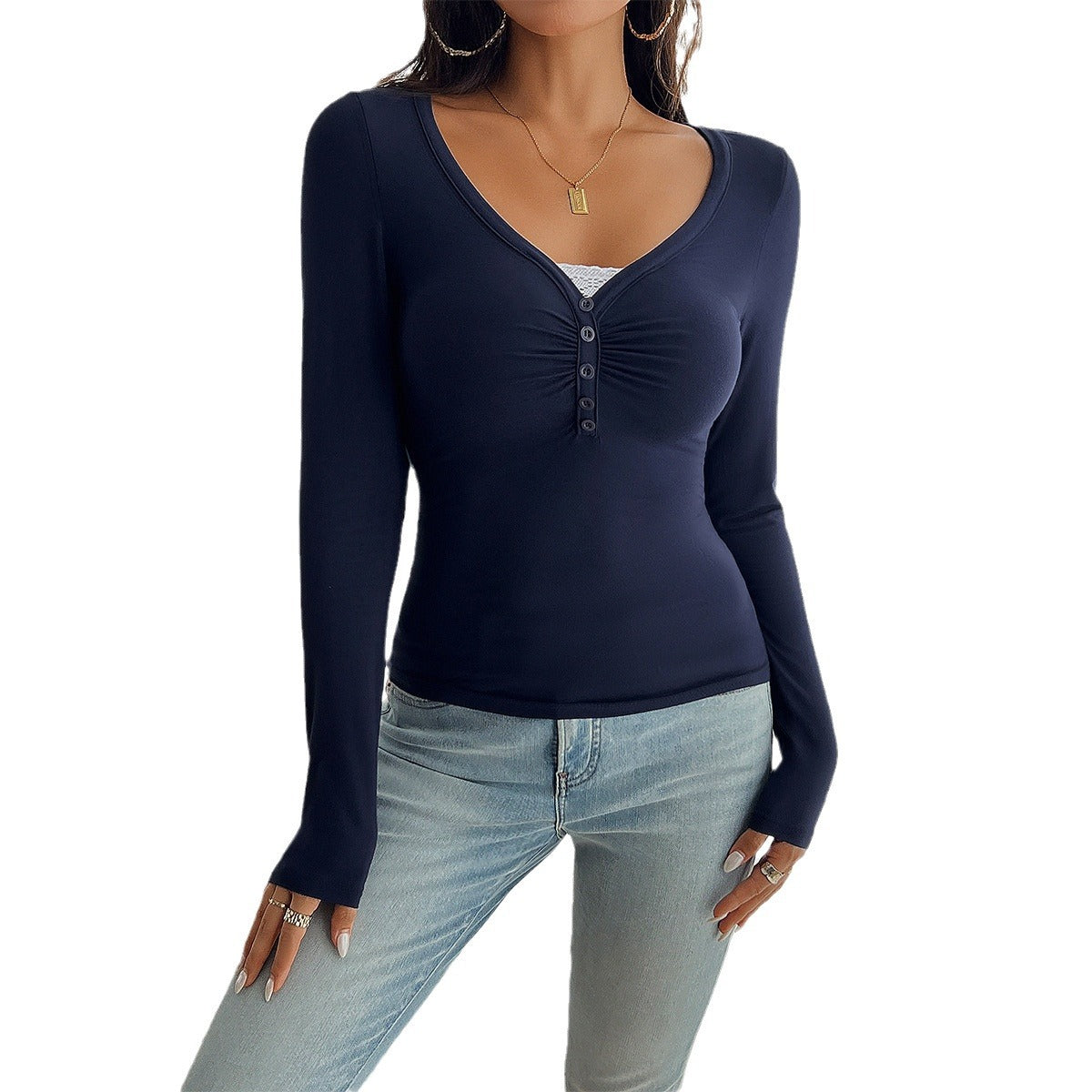 Palya | Comfy V-Neck Long Sleeve Top