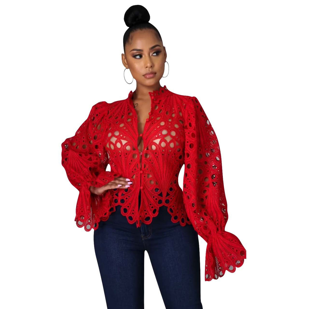 Isali | Chic Asymmetrical Flounce Sleeve Blouse