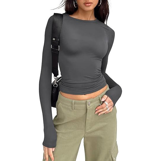 Jihyo | Casual Long Sleeve Round Neck Top