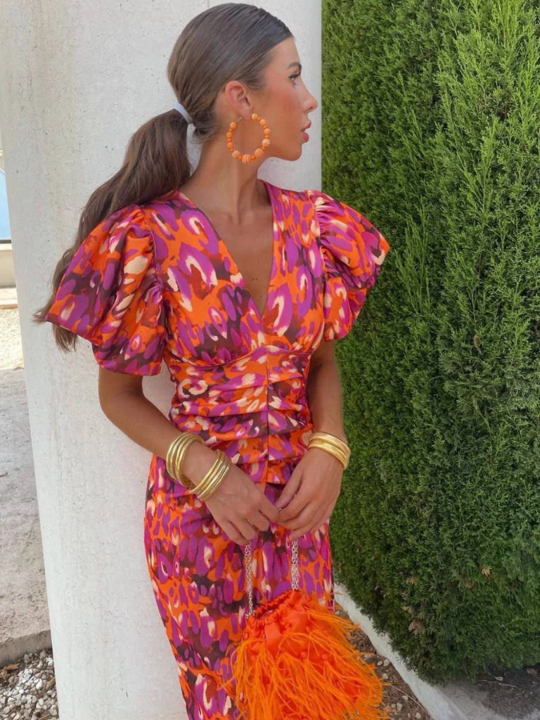 Penelope | Vivid Pleated Midi Dress