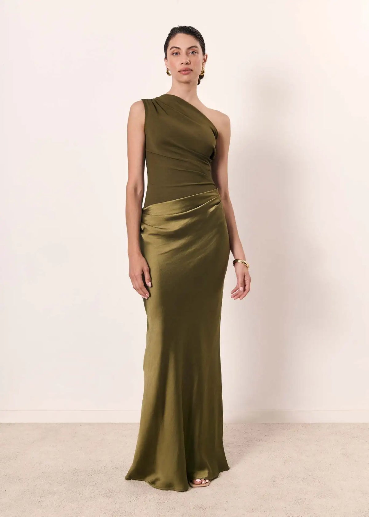 Beatrice | Satin Maxi Dress with Gold Detail