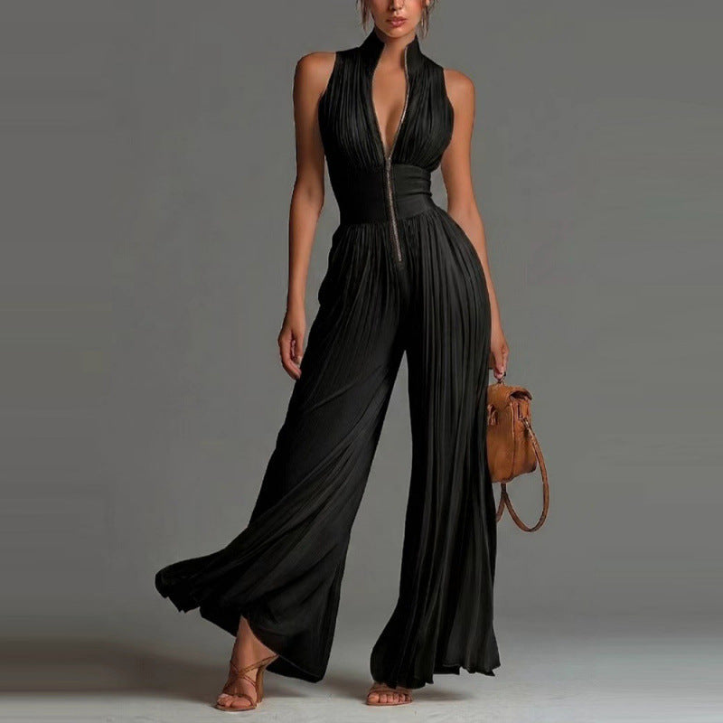 Sofia | Pleated Floral Chiffon Jumpsuit