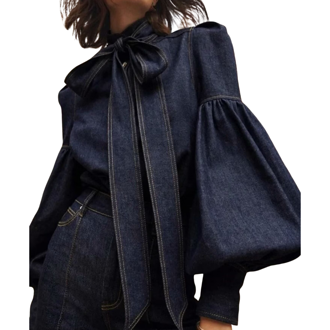 Lucyt | Tie-Neck Casual Long Sleeve Top