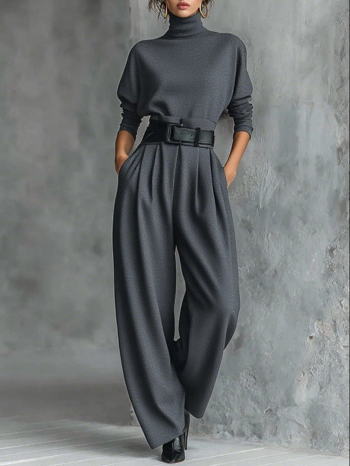 Fiona | Turtleneck Sweater and Straight-Leg Pants Two-Piece Set