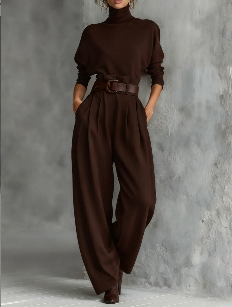 Fiona | Turtleneck Sweater and Straight-Leg Pants Two-Piece Set