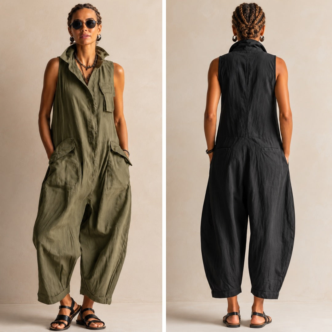 Grace | Relaxed Cotton Utility Jumpsuit