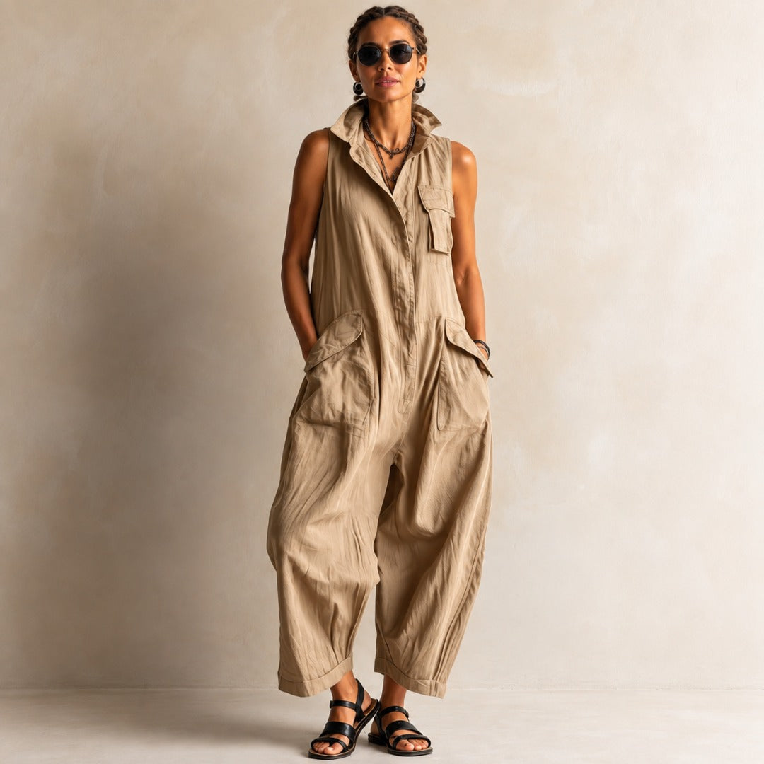 Grace | Relaxed Cotton Utility Jumpsuit