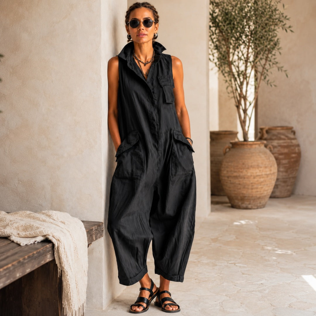 Grace | Relaxed Cotton Utility Jumpsuit