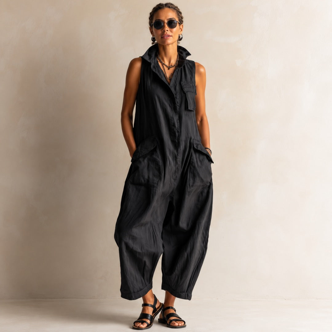 Grace | Relaxed Cotton Utility Jumpsuit