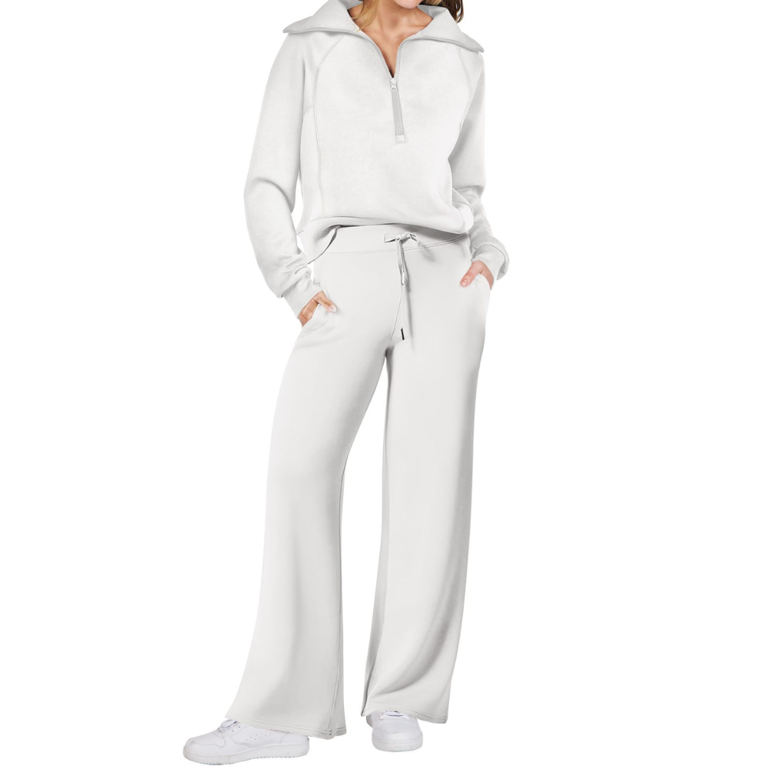Maya | Half-Zip Pullover and Wide-Leg Pants Two-Piece Set