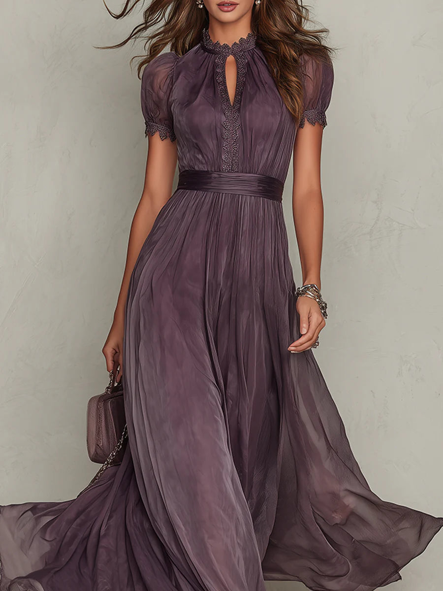 Odette | Lace-Trim Keyhole Maxi Dress