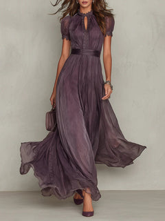 Odette | Lace-Trim Keyhole Maxi Dress
