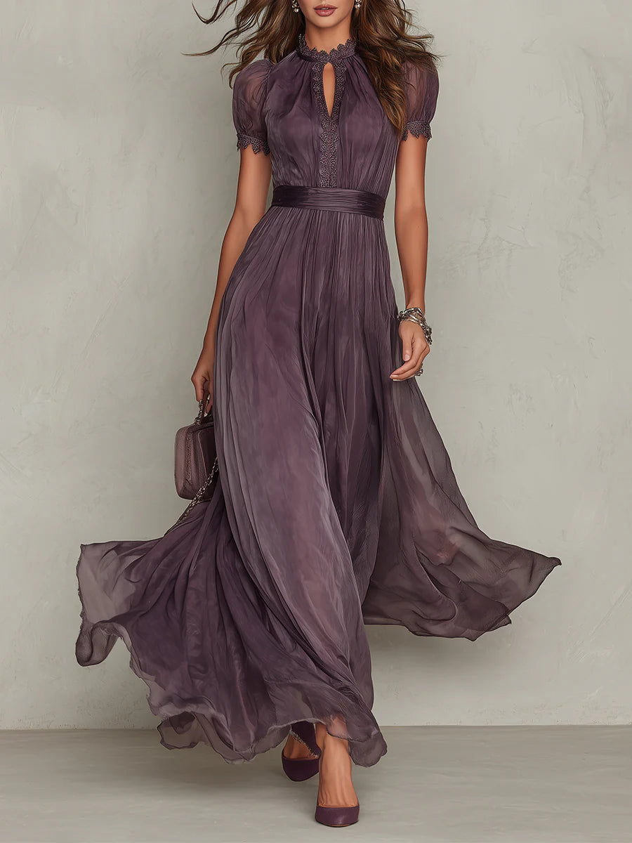 Odette | Lace-Trim Keyhole Maxi Dress