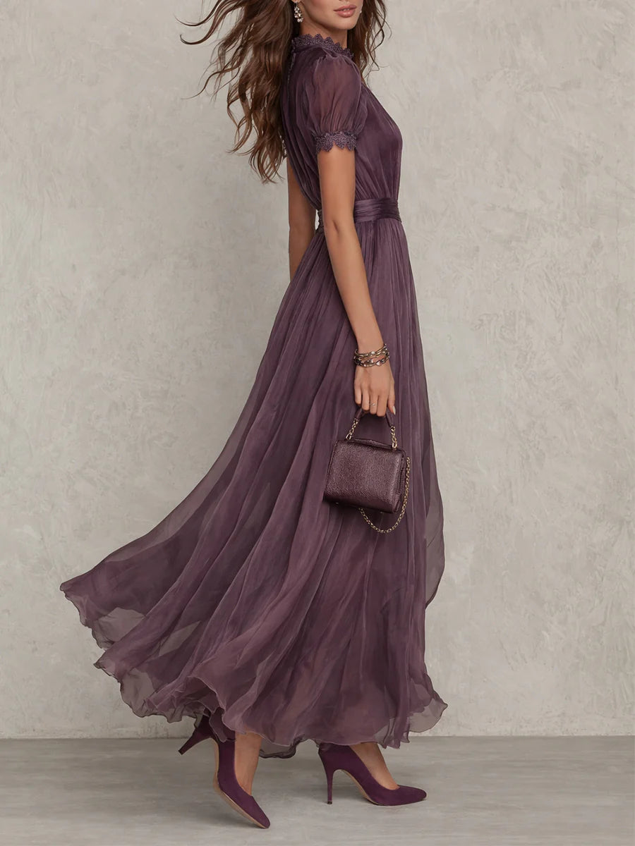 Odette | Lace-Trim Keyhole Maxi Dress