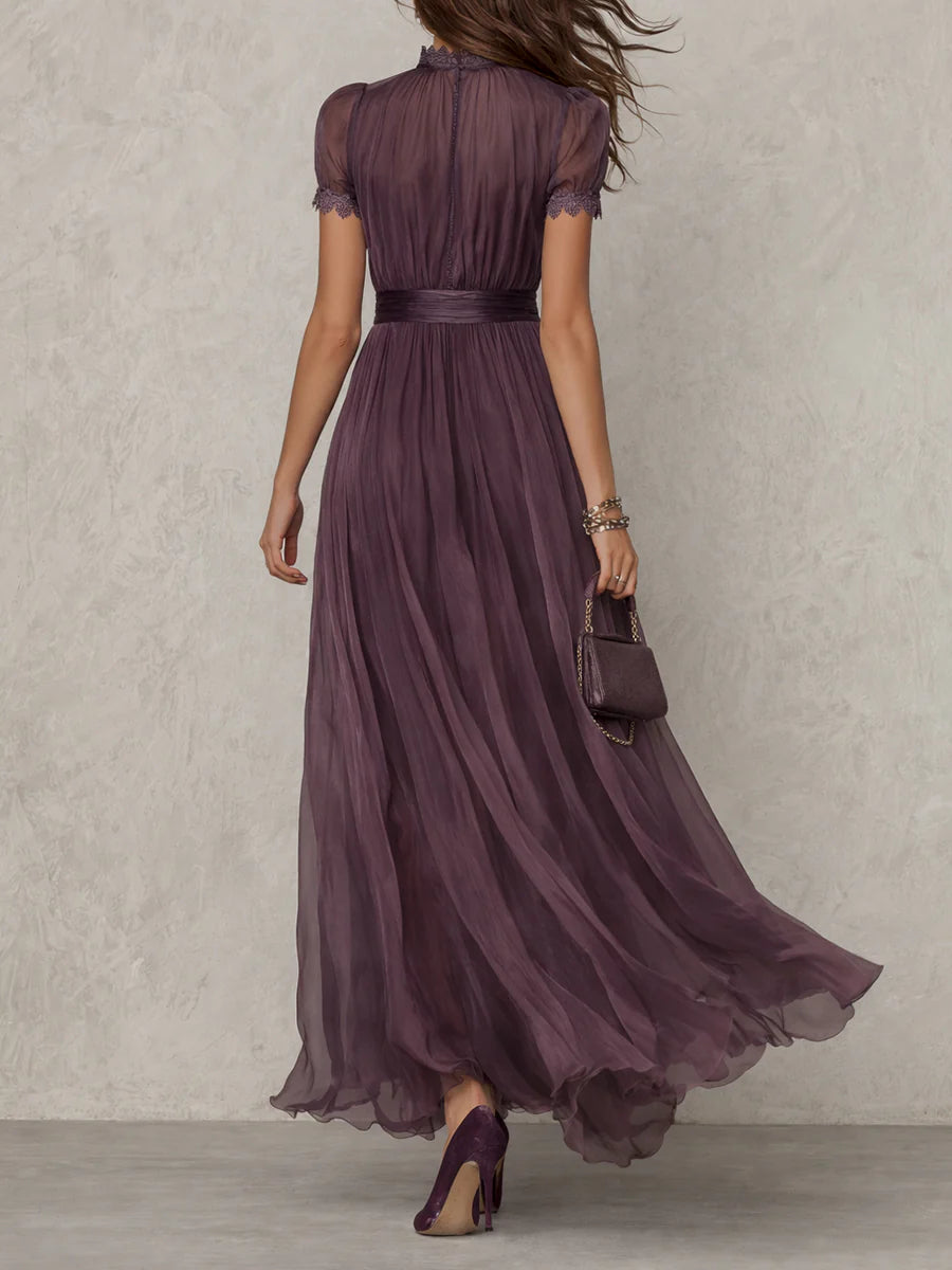 Odette | Lace-Trim Keyhole Maxi Dress