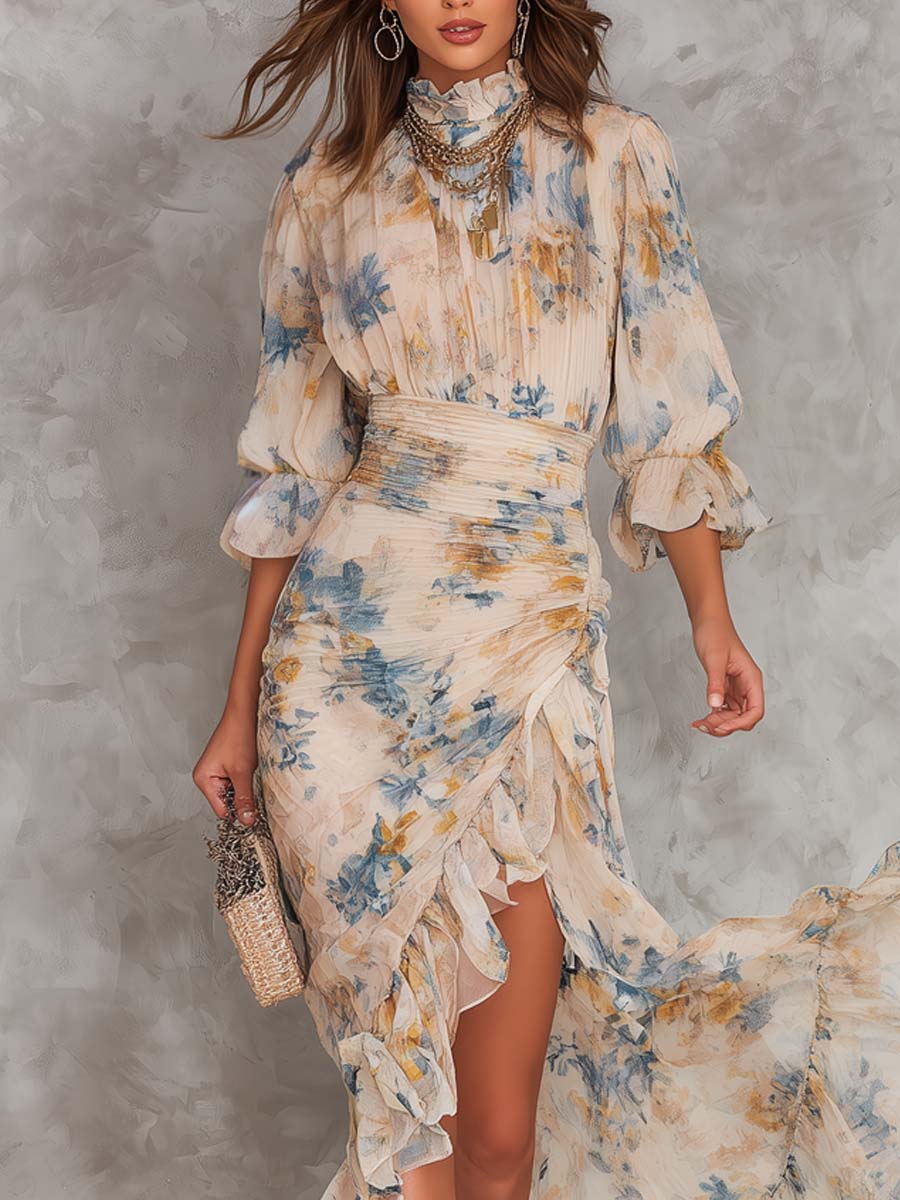 Cassia | Floral Chiffon Maxi Dress